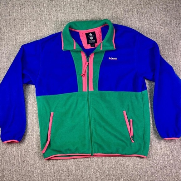 Columbia Other - Vintage Columbia Colorblock Fleece Jacket Mens XL Blue Green Pink Full Zip Retro